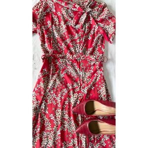 Vintage 50s-60s red floral dress by Casualmaker by Sy Frankl brand